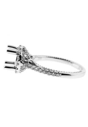 Halo Diamond Engagement Semi Mount White Gold Ring