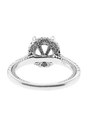 Halo Diamond Engagement Semi Mount White Gold Ring
