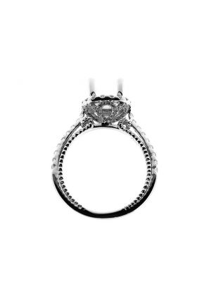Halo Diamond Engagement Semi Mount White Gold Ring