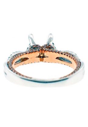 Two Tone, White And Rose Gold Twist Bypass Diamond Engagement Semi Mount Ring Setting