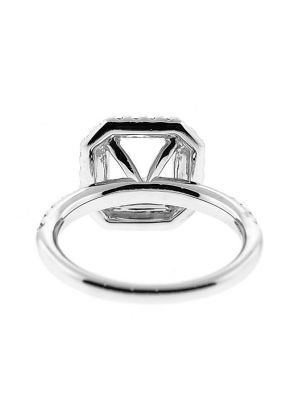 Double Octagon Halo Diamond Engagement Semi Mount White Gold Ring Setting