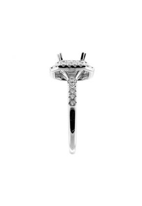 Double Octagon Halo Diamond Engagement Semi Mount White Gold Ring Setting