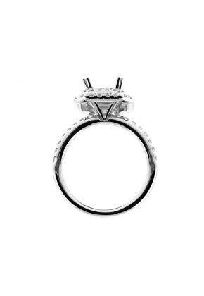 Double Octagon Halo Diamond Engagement Semi Mount White Gold Ring Setting