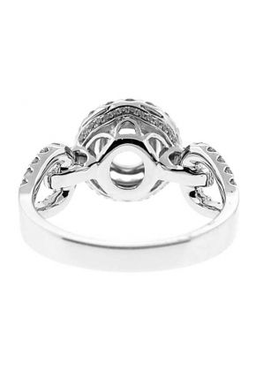 Halo with Modern Shank Diamond Engagement Semi Mount White Gold Ring Setting