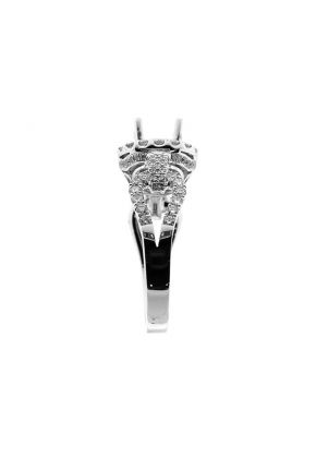 Halo with Modern Shank Diamond Engagement Semi Mount White Gold Ring Setting