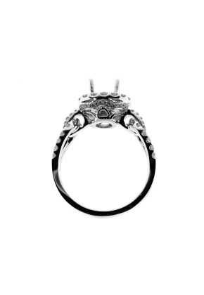 Halo with Modern Shank Diamond Engagement Semi Mount White Gold Ring Setting