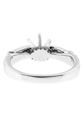 Double Row With Miligrain Design Center, Diamond Engagement Semi Mount White Gold Ring Setting