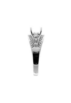 Split Shank with Center Row Diamonds, Diamond Engagement Semi Mount White Gold Ring Setting