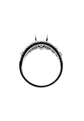 Split Shank with Center Row Diamonds, Diamond Engagement Semi Mount White Gold Ring Setting