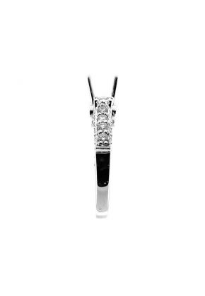 3 Stone Look, 3 Sided Diamond Shank, MIligrained Detail, Diamond Engagement Semi Mount White Gold Ring Setting