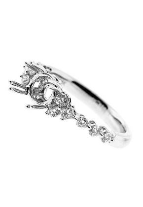 Common Prong, Delicate Look, Diamond Engagement Semi Mount White Gold Ring Setting