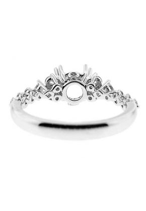 Common Prong, Delicate Look, Diamond Engagement Semi Mount White Gold Ring Setting