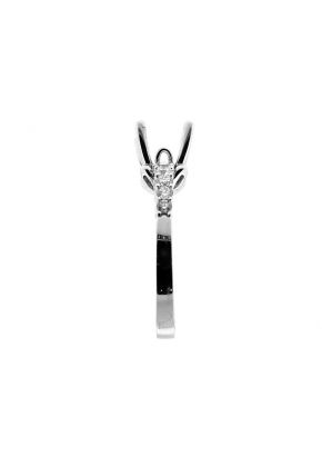 Single Row, Prong Set Shank, Flower Design Head, Diamond Engagement Semi Mount White Gold Ring Setting