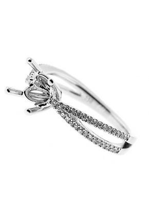 Split Shank, Diamond Engagement Semi Mount White Gold Ring Setting