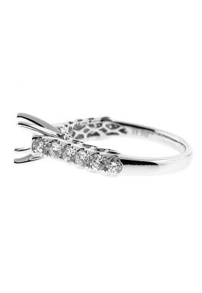 Single Row Diamond Shank With Twist Gold Design Sides, Engagement Semi Mount White Gold Ring Setting