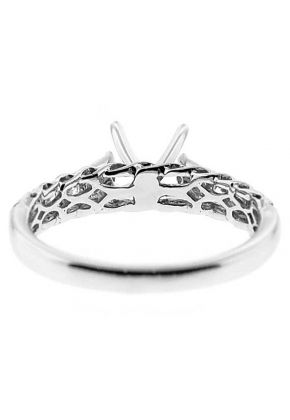 Single Row Diamond Shank With Twist Gold Design Sides, Engagement Semi Mount White Gold Ring Setting