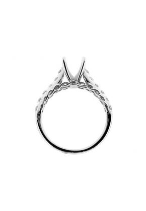 Single Row Diamond Shank With Twist Gold Design Sides, Engagement Semi Mount White Gold Ring Setting