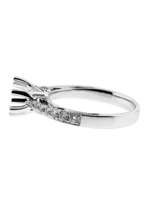 Single Row, Slight Graduation, 6 Prong Head, Filigree Side Profile, Diamond Engagement Semi Mount White Gold Ring Setting