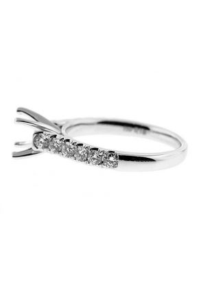 Classic Single Row, Diamond Engagement Semi Mount White Gold Ring Setting