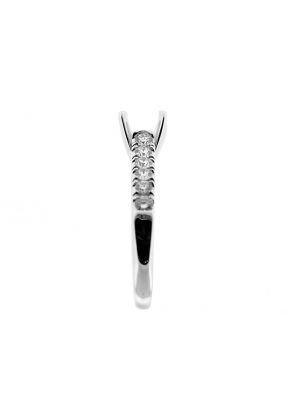 Classic Single Row, Diamond Engagement Semi Mount White Gold Ring Setting
