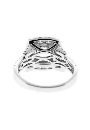 Square Halo, Double to Quadruple Row shank, Diamond Engagement Semi Mount White Gold Ring Setting