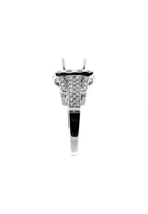 Square Halo, Double to Quadruple Row shank, Diamond Engagement Semi Mount White Gold Ring Setting