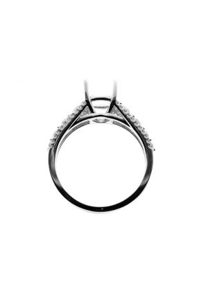 Semi Mount Engagement Ring with Graduating Prong Set Diamonds Bordered by Micro-Prong Set Diamonds in 18k White Gold