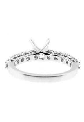 Semi-Mount Engagement Ring with Prong Set Round Diamonds in 18k White Gold