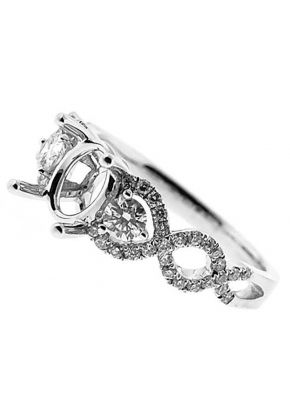 Semi-Mount Twist Shank Engagement Ring with Micro-Prong and Prong Set Round Diamonds in 18k White Gold