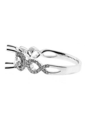 Semi-Mount Twist Shank Engagement Ring with Micro-Prong and Prong Set Round Diamonds in 18k White Gold
