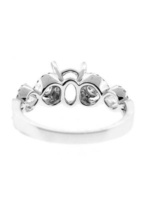 Semi-Mount Twist Shank Engagement Ring with Micro-Prong and Prong Set Round Diamonds in 18k White Gold