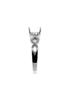 Semi-Mount Twist Shank Engagement Ring with Micro-Prong and Prong Set Round Diamonds in 18k White Gold