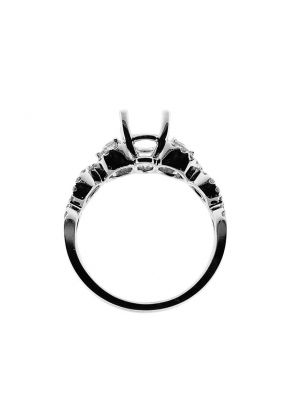 Semi-Mount Twist Shank Engagement Ring with Micro-Prong and Prong Set Round Diamonds in 18k White Gold