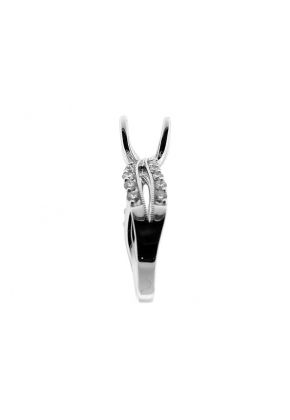 Semi-Mount Wavy Split Shank Engagement Ring with Prong Set Round Diamonds and Beaded Milgrain in 18k White Gold