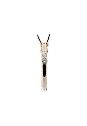 Semi-Mount Two Tone Engagement Ring with Prong Set Diamonds in 18k White Gold and Beaded Milgrain in 18k Rose Gold