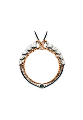 Semi-Mount Two Tone Engagement Ring with Prong Set Diamonds in 18k White Gold and Beaded Milgrain in 18k Rose Gold