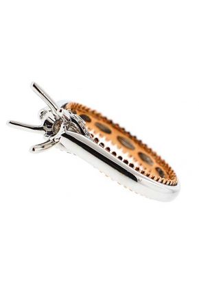 Rose and White Gold Solitaire Semi Mount Engagement Ring with Side Beading and Diamond Details