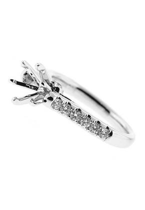 Thin Row of Micro Prong Set Diamond Semi Mount Engagement Ring Setting