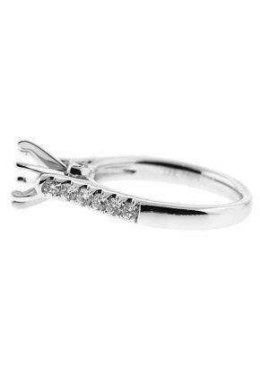 Thin Row of Micro Prong Set Diamond Semi Mount Engagement Ring Setting