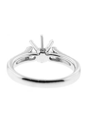 Thin Row of Micro Prong Set Diamond Semi Mount Engagement Ring Setting