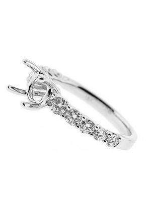 U Prong Single Row Diamond Semi Mount Engagement Ring Setting