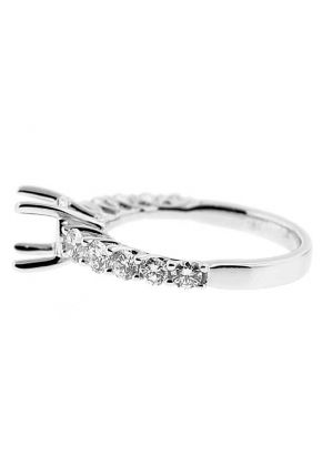U Prong Single Row Diamond Semi Mount Engagement Ring Setting