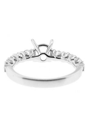 U Prong Single Row Diamond Semi Mount Engagement Ring Setting