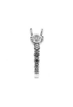 U Prong Single Row Diamond Semi Mount Engagement Ring Setting