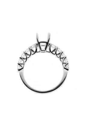 U Prong Single Row Diamond Semi Mount Engagement Ring Setting