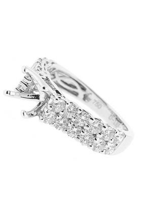 Two Row Micro Prong Set Diamond Semi Mount Engagement Ring Setting