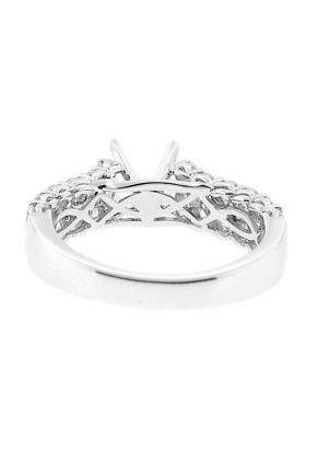 Two Row Micro Prong Set Diamond Semi Mount Engagement Ring Setting