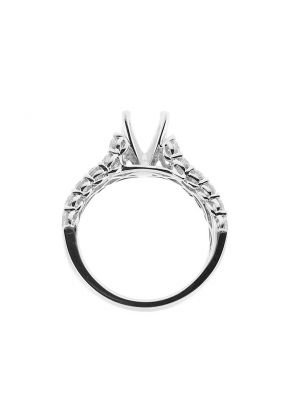 Two Row Micro Prong Set Diamond Semi Mount Engagement Ring Setting