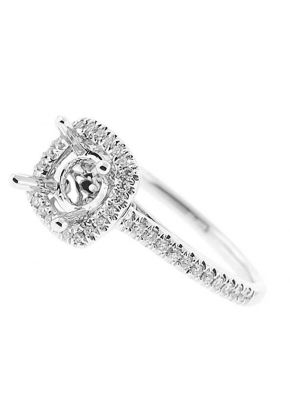 Square Halo Thin Shank Diamond Semi Mount Engagement Ring Setting