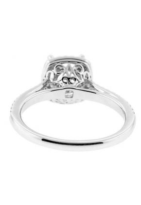 Square Halo Thin Shank Diamond Semi Mount Engagement Ring Setting